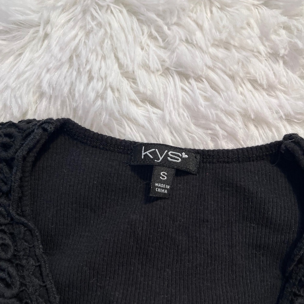 y2k black floral lace panel tank top small - Picture 6 of 8